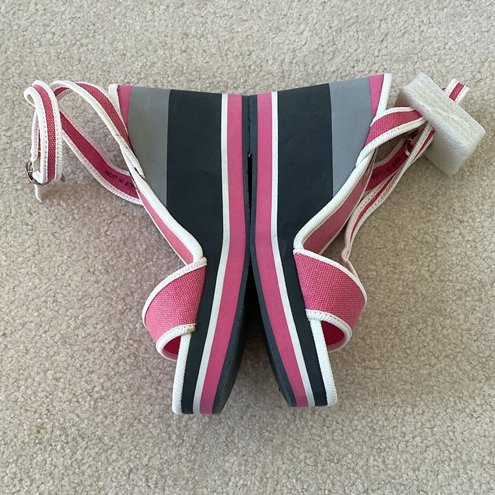 Arizona Shitaki Pink/Gray Wedge Heel Criss Cross Around Ankle Sandals 8 NIB. Y2K - Picture 3 of 9